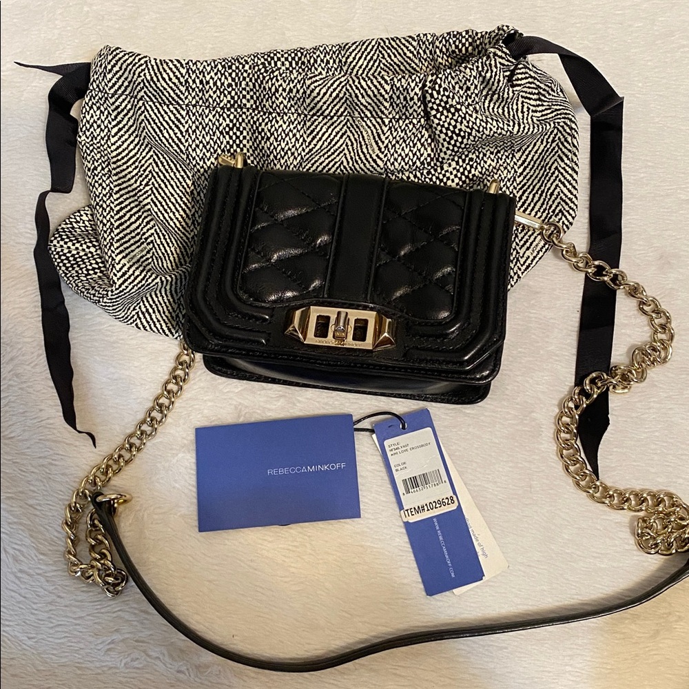 Rebecca Minkoff Black mini Love quilted leather crossbody bag